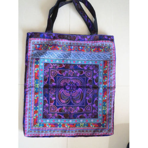 Handmade Extra Large Embroidered Bags-Orange/Purple/Lime