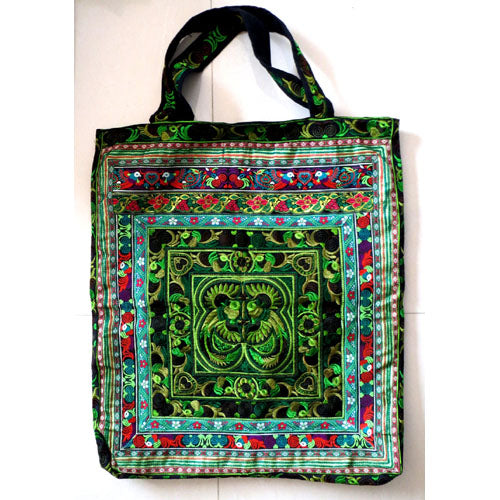 Handmade Extra Large Embroidered Bags-Orange/Purple/Lime