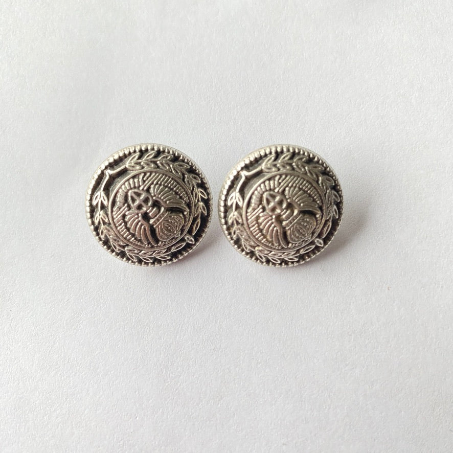 Togl Buttons - Metal Antique Silver Eagle & Crown Round Shank - 20MM