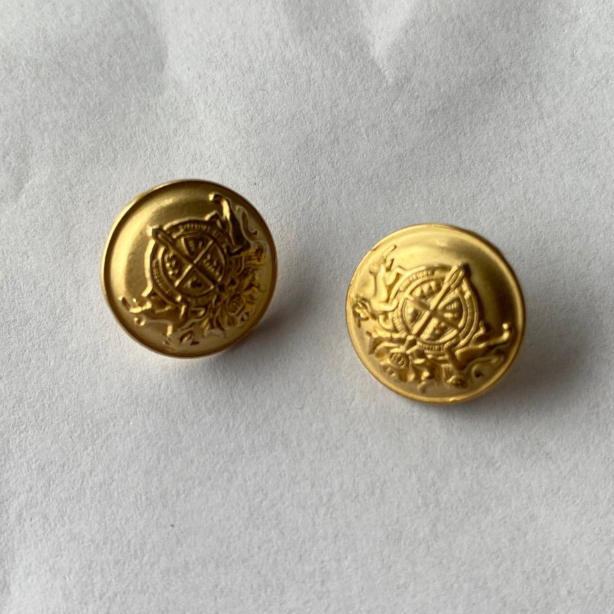 Togl Buttons - Matte Gold Metal Lion & Unicorn Coat of Arms Blazer Shank-15MM