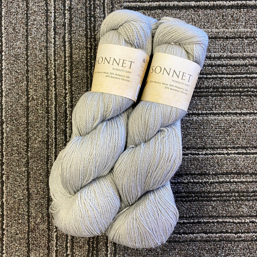 Plymouth Yarn - Sonnet - Dove 81 - 60% Merino Wool/20%Mulberry Silk/20% Bamboo Viscose - Sport