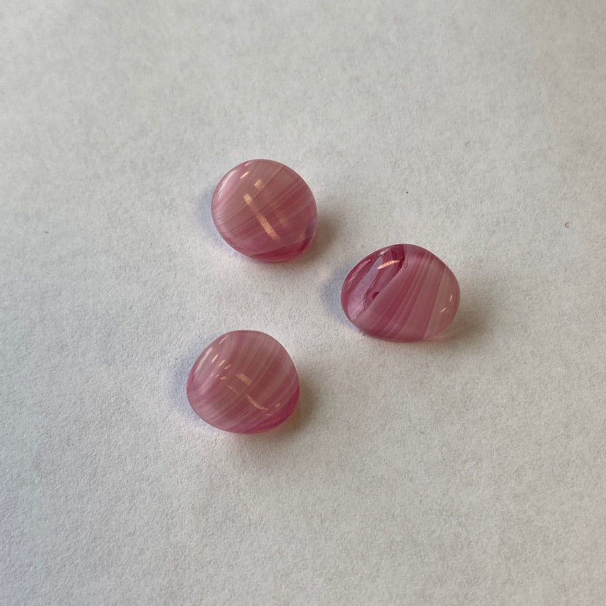 Togl Buttons - Glass Pink Oval Shank - 11MM