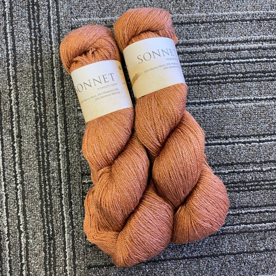 Plymouth Yarn - Sonnet - Copper 84 - 60% Merino Wool/20% Mulberry Silk/20%Bamboo Viscose - Sport