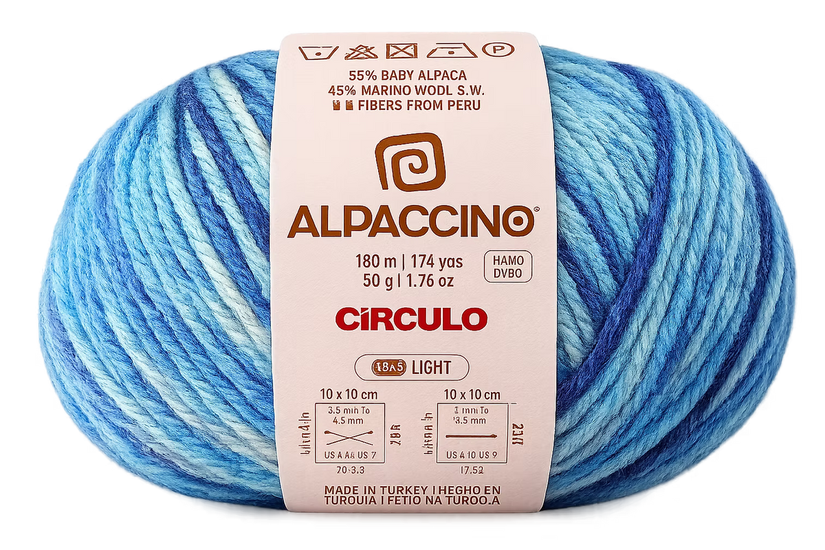 Circulo Yarn - Alpaccino - 55% Baby Alpaca/45% SW Merino - Color 9303 - Coastal Blue