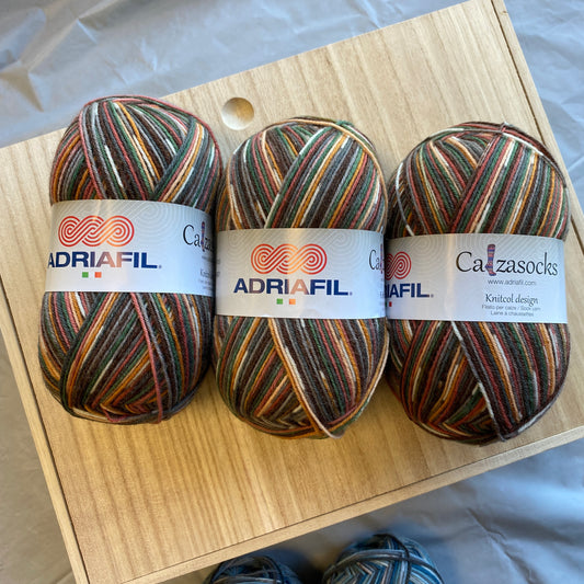 Adriafil Calzasock 75% Superwash Virgin Wool/25% Polyamide-Red/Blue Multicolored -191