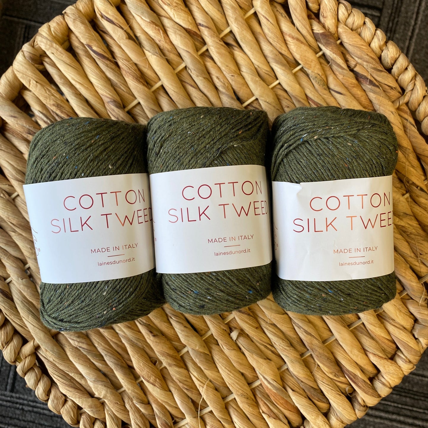 Laines du Nord Cotton Silk Tweed Hunter Green