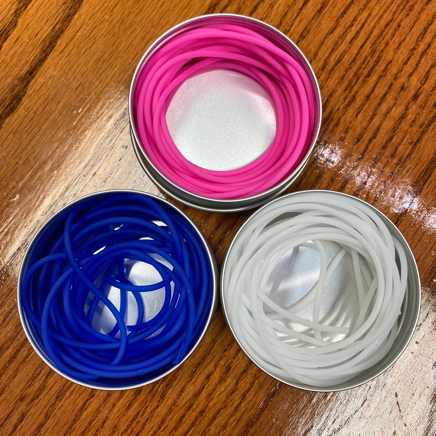 The Knitting Barber Cords -1 60" & 2 30" - Blue, White or Fuchsia