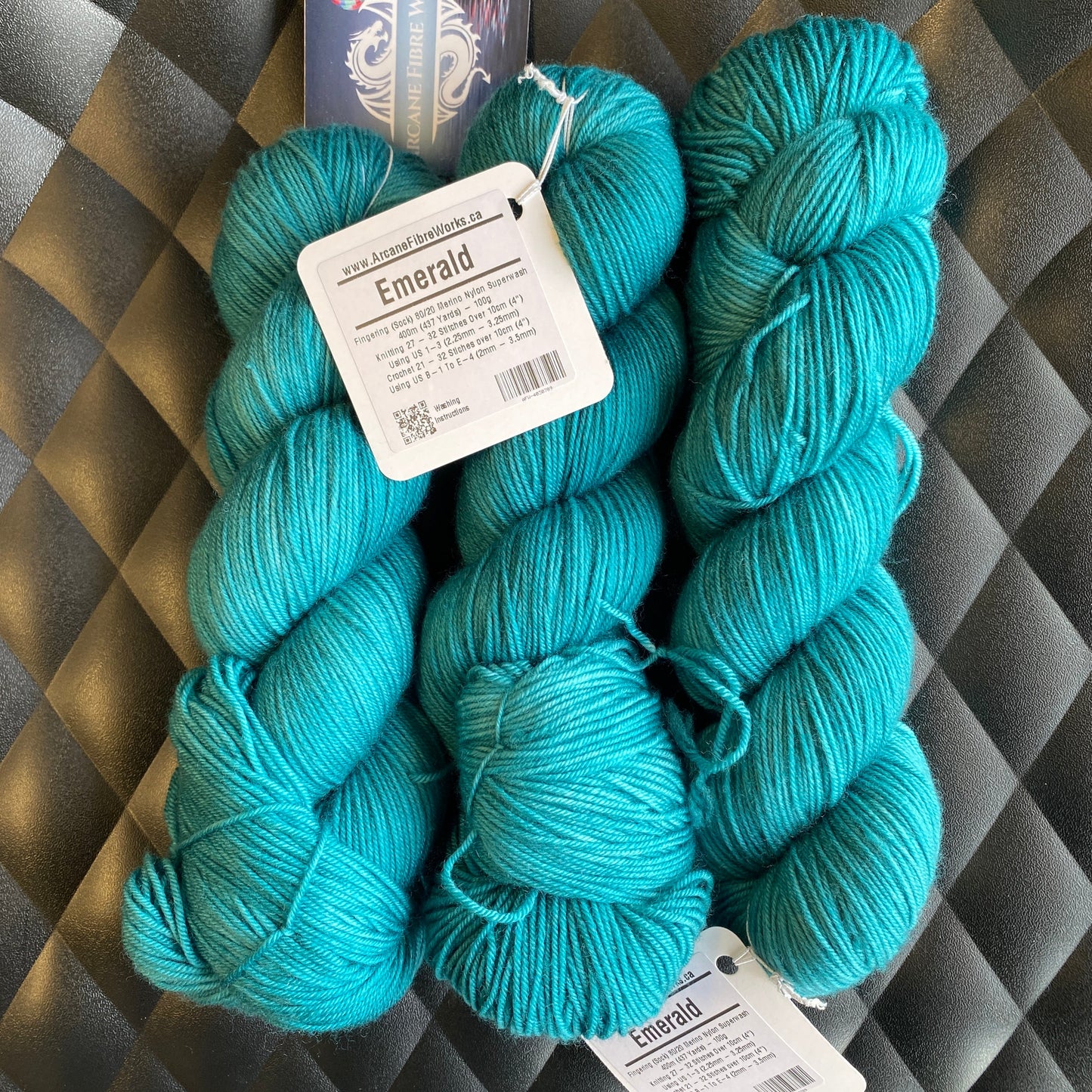 Arcane Fibre Works- Emerald - Fingering weight-80/20 Merino Nylon Superwash
