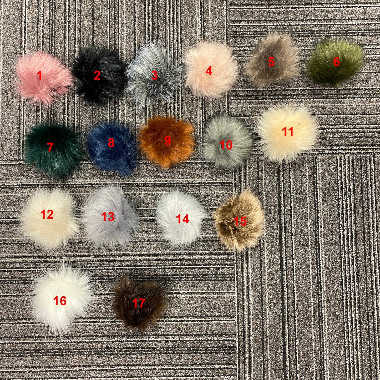 Faux Pom Poms for hats 6"- various colors
