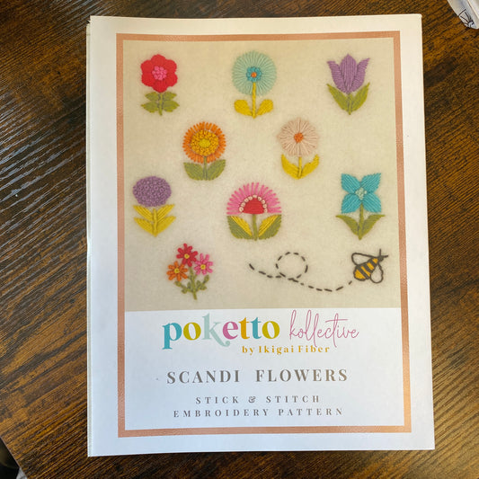 Ikigai Fiber - Poketto Kollective - Scandi Flowers Stick & Stitch Embroidery Pattern