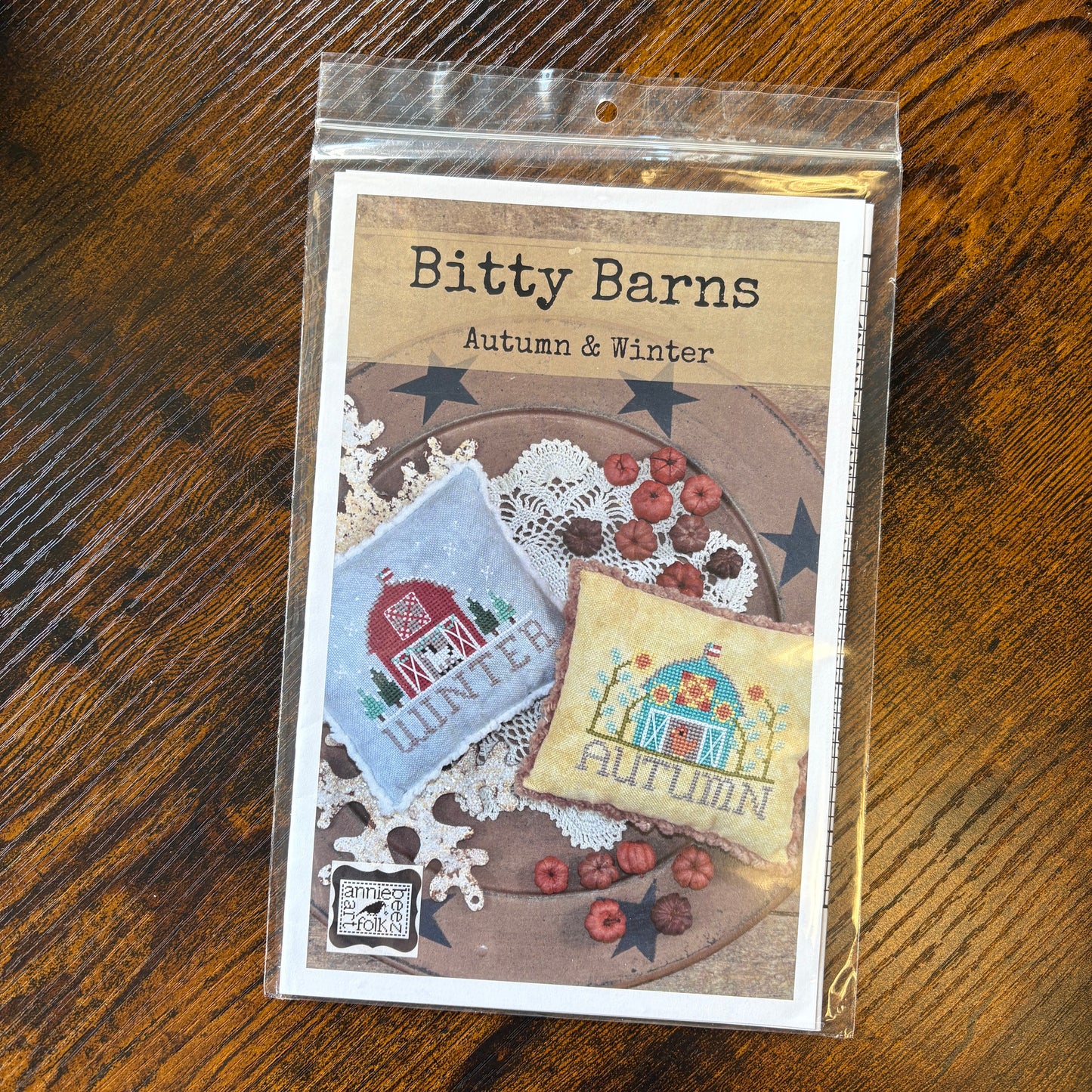 Bitty Barns - Autumn & Winter Cross Stitch Pattern by Annie Beez Folk Art