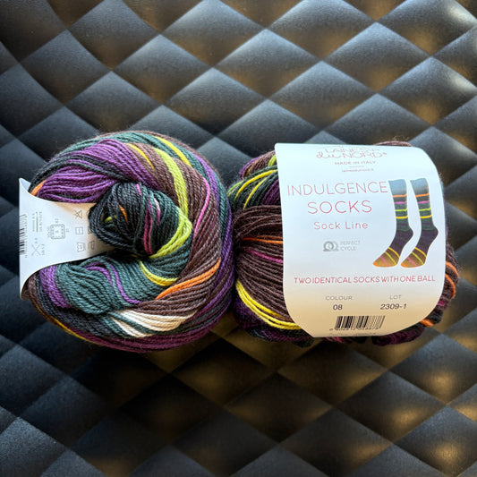 Laines duNord - Indulgence Sock - 75%wool/25% nylon - Brown, purple, yellow, orange