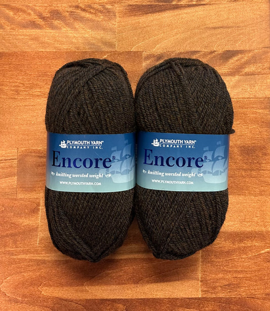 Plymouth Yarns - Encore - 75% Acrylic/25% Wool - Dark Brown Heather - 1444