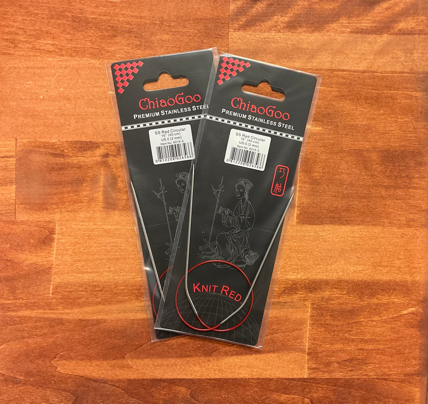 Chiaogoo Red Stainless Steel Circular Needles - 16” - US 0 (2mm)