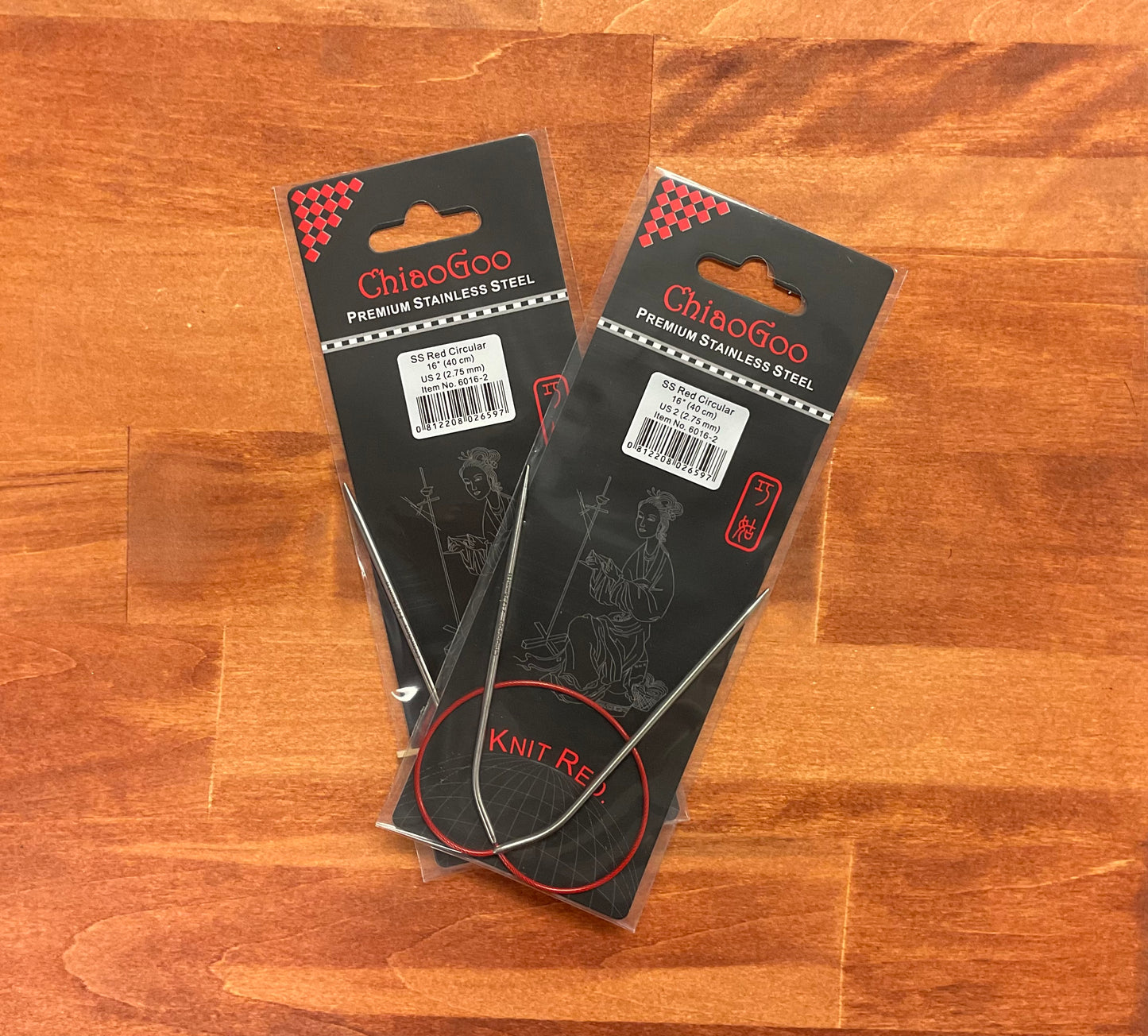 Chiaogoo Red Stainless Steel Circular Needles - 16” - US 2 (2.75mm)