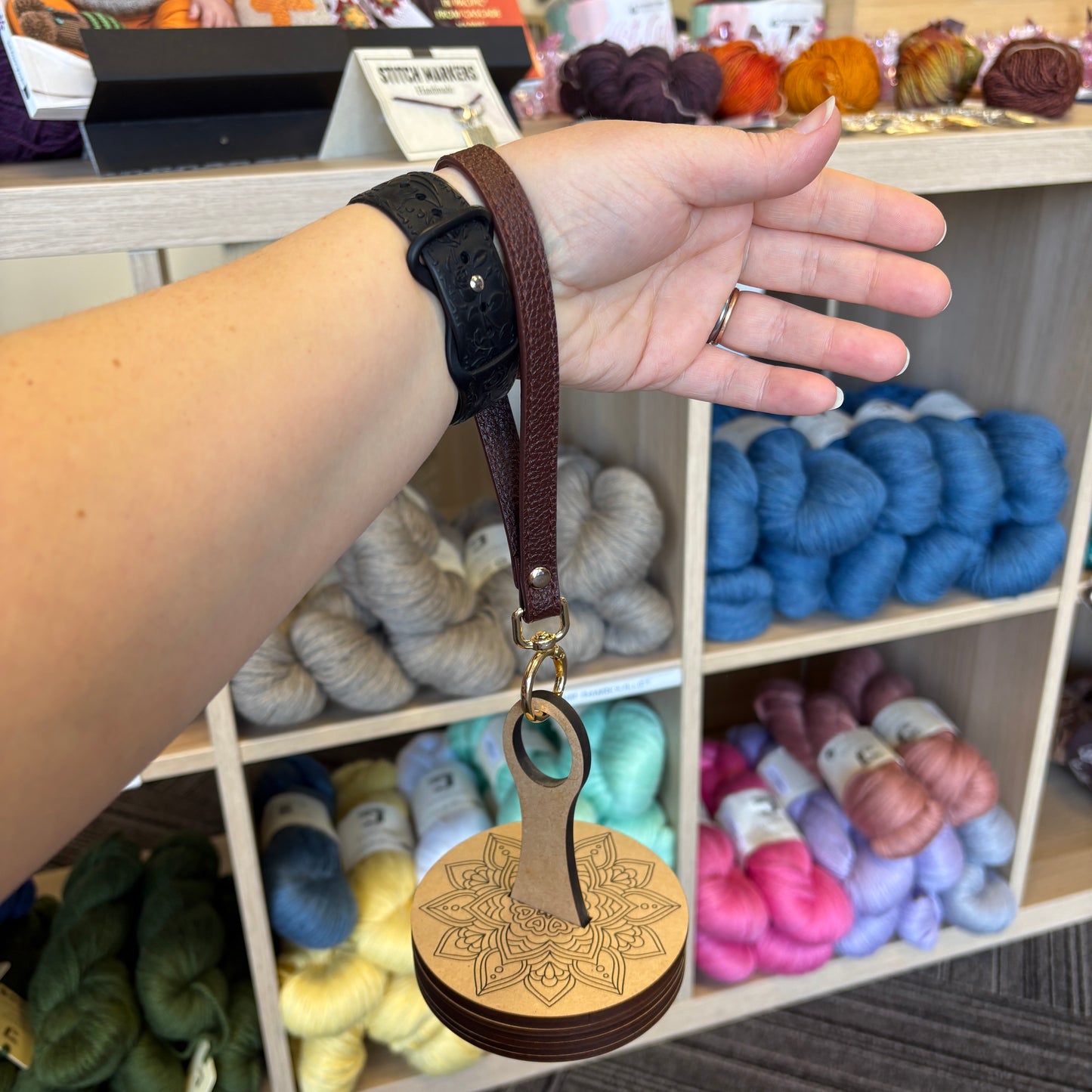 Twice Sheared Sheep - Sheep Yarn to Go Carousel Wrist Strap - Brown