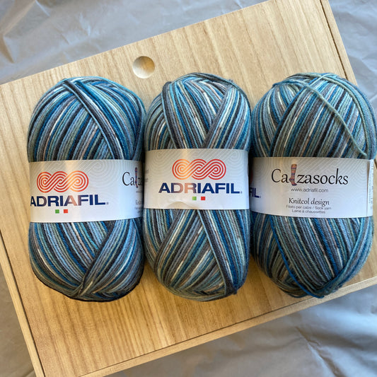 Adriafil Calzasocks KnitCol Design Print - 75% Superwash Virgin Wool 25% Polamide -Blue Multicolor 175