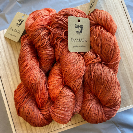 Juniper Moon Farm - Damask - Painted Pure Linen - Tiger Lily 09