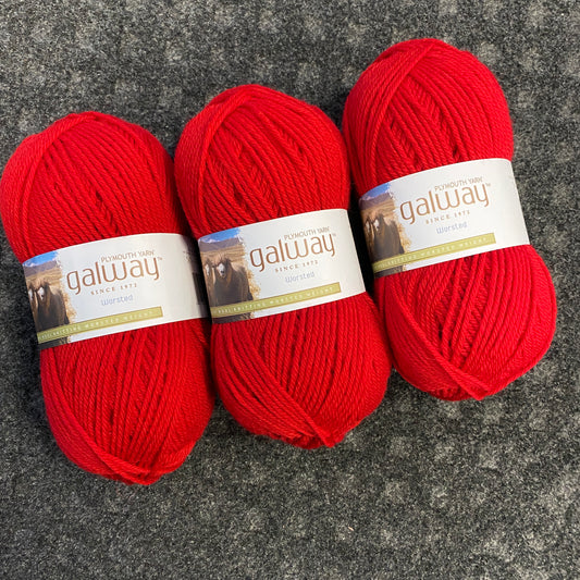 Plymouth Yarn Galway Worsted 100% Wool - True Red