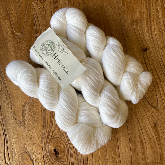 Cascade Yarns Heritage  White 75% Superwash Merino 25% Nylon 5682