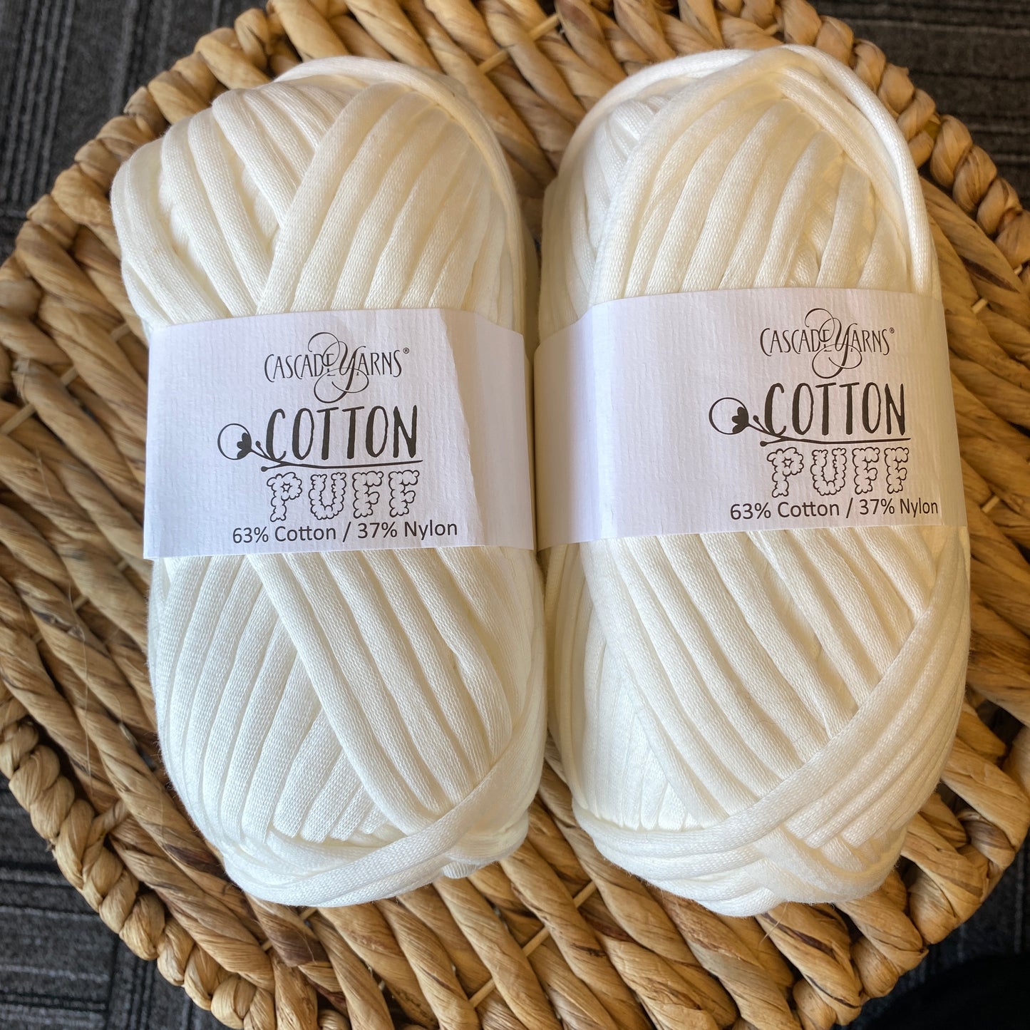 Cascade Yarns White Cotton Puff  63% Cotton 37% Nylon 10