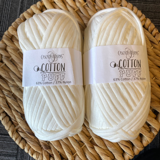 Cascade Yarns White Cotton Puff  63% Cotton 37% Nylon 10