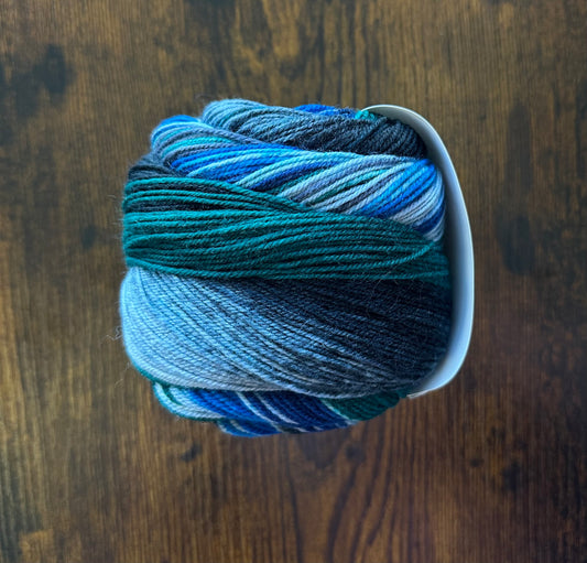 Laines duNord Infinity Sock-75%wool/25% nylon-Gray-blue-green-black - 22