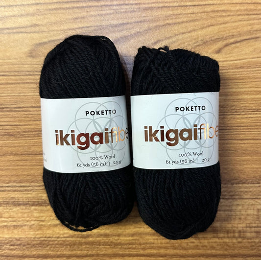 Ikigai Fiber - Poketto Kollective Mini Skein - 100% wool - black