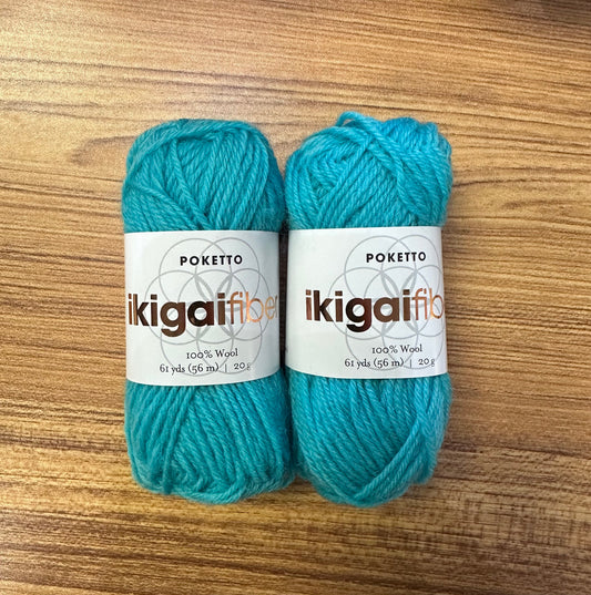 Ikigai Fiber - Poketto Kollective Mini Skein - 100% wool - turquoise