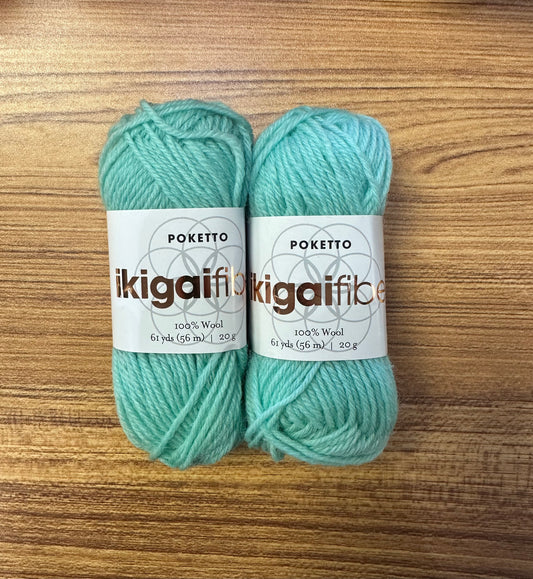 Ikigai Fiber - Poketto Kollective Mini Skein - 100% wool - aquamarine