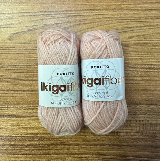 Ikigai Fiber - Poketto Kollective Mini Skein - 100% wool - blush