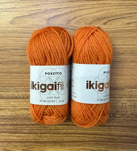 Ikigai Fiber - Poketto Kollective Mini Skein - 100% wool - pumpkin