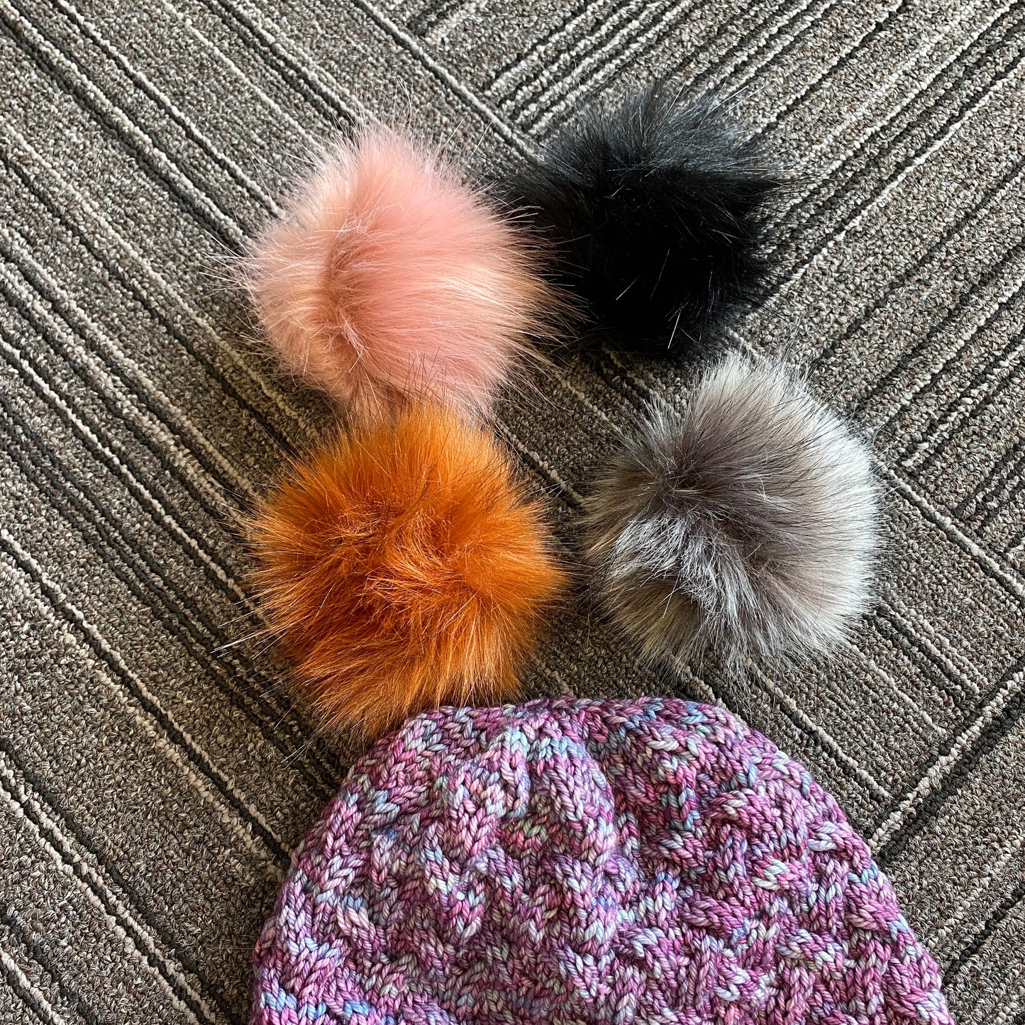 Faux Pom Poms for hats 6"- various colors