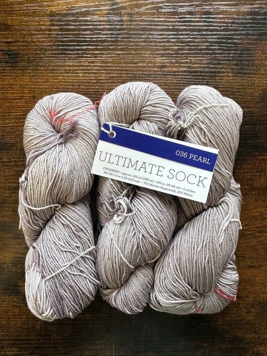 Malabrigo - Ultimate Sock - Pearl 036 - 75% Superwash Merino/25% Nylon - Fingering