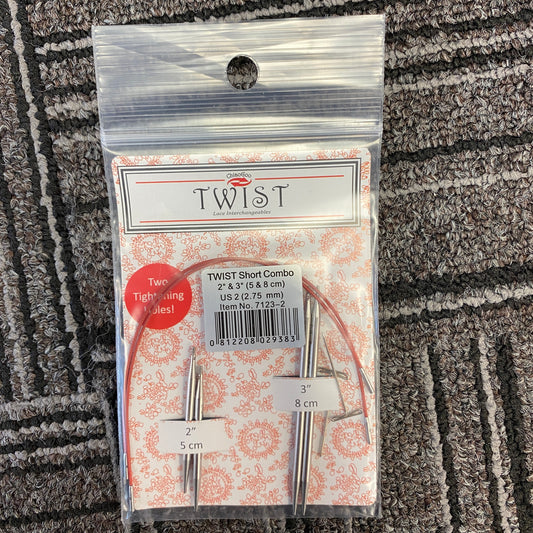ChiaoGoo Twist Short Combo Set  US Size 2 - 2" & 3" tips