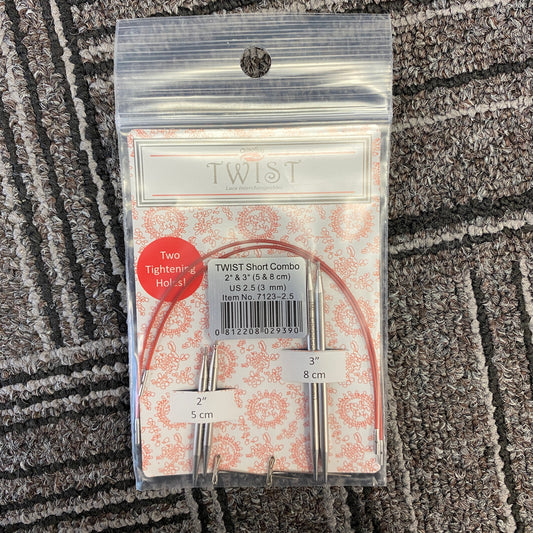 ChiaoGoo Twist Short Combo Set Size US 2.5 - 2" & 3" tips