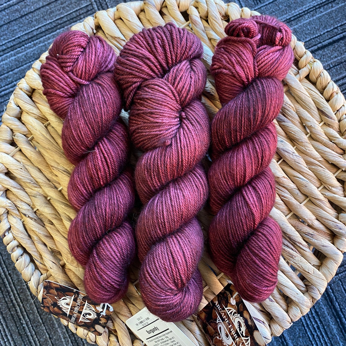 Arcane Fiber Works - Burgundy Double Knit 80/20 Merino Nylon Superwash