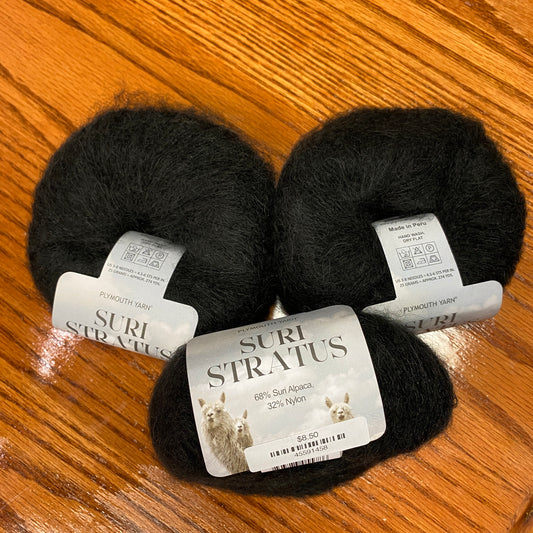 Plymouth Yarn - Suri Stratus - Black 11 - 68% Suri Alpaca/32% Nylon - lace