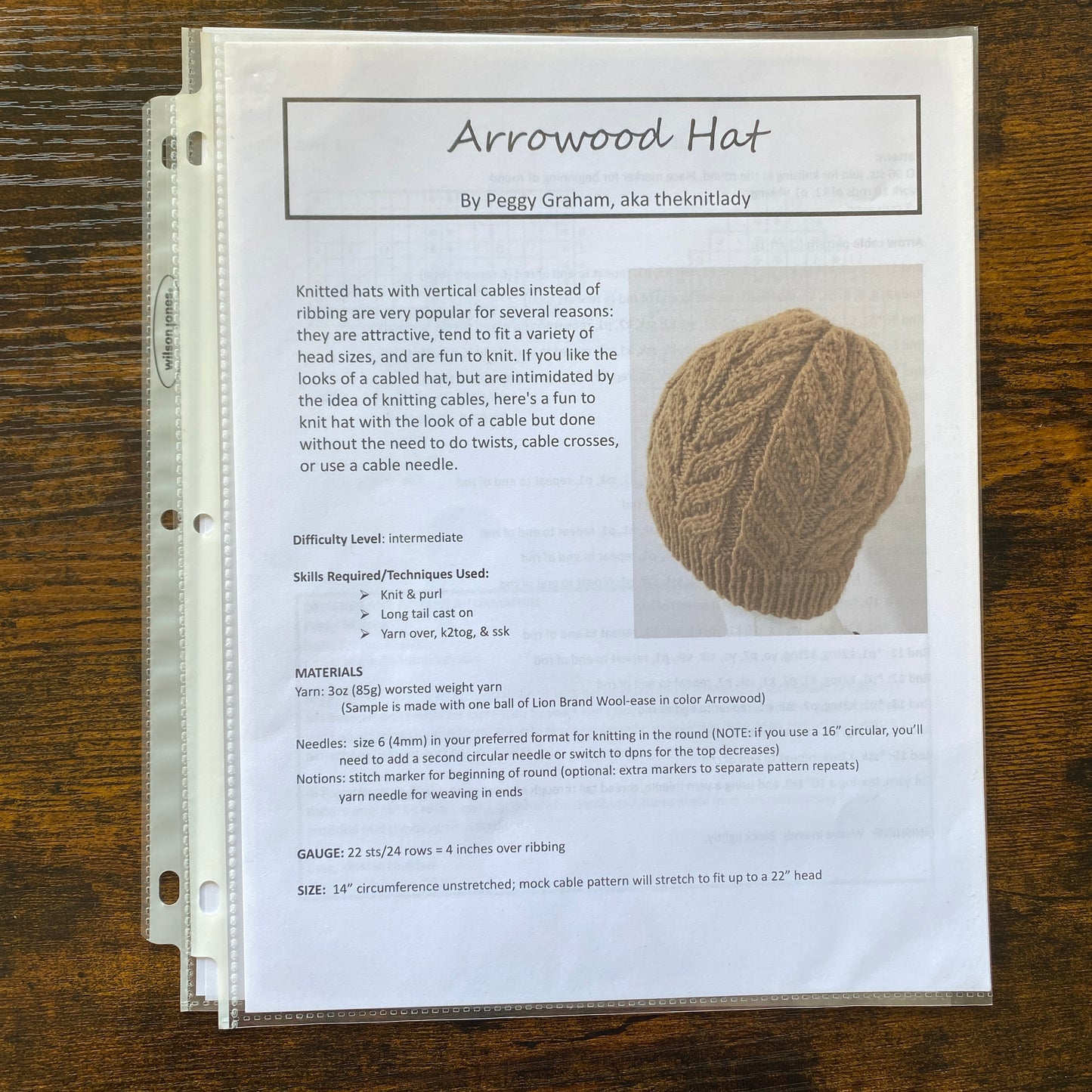 The Knit Lady - Arrowood Hat Pattern