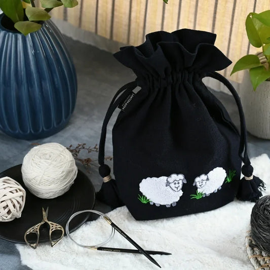 Lantern Moon - Meadow Bags - White Sheep - Black Bag