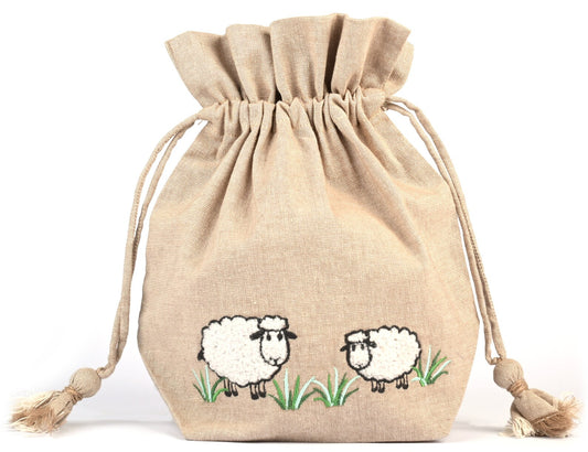 Lantern Moon Project Bag - Meadow with White Sheep